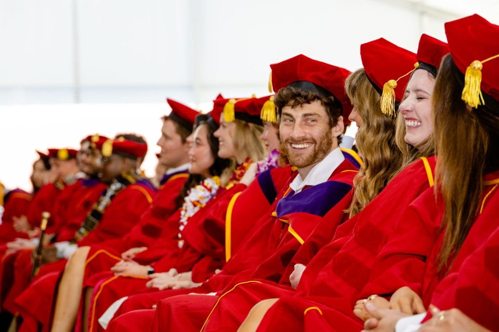 Doctoral students enjoy the moment during commencement.